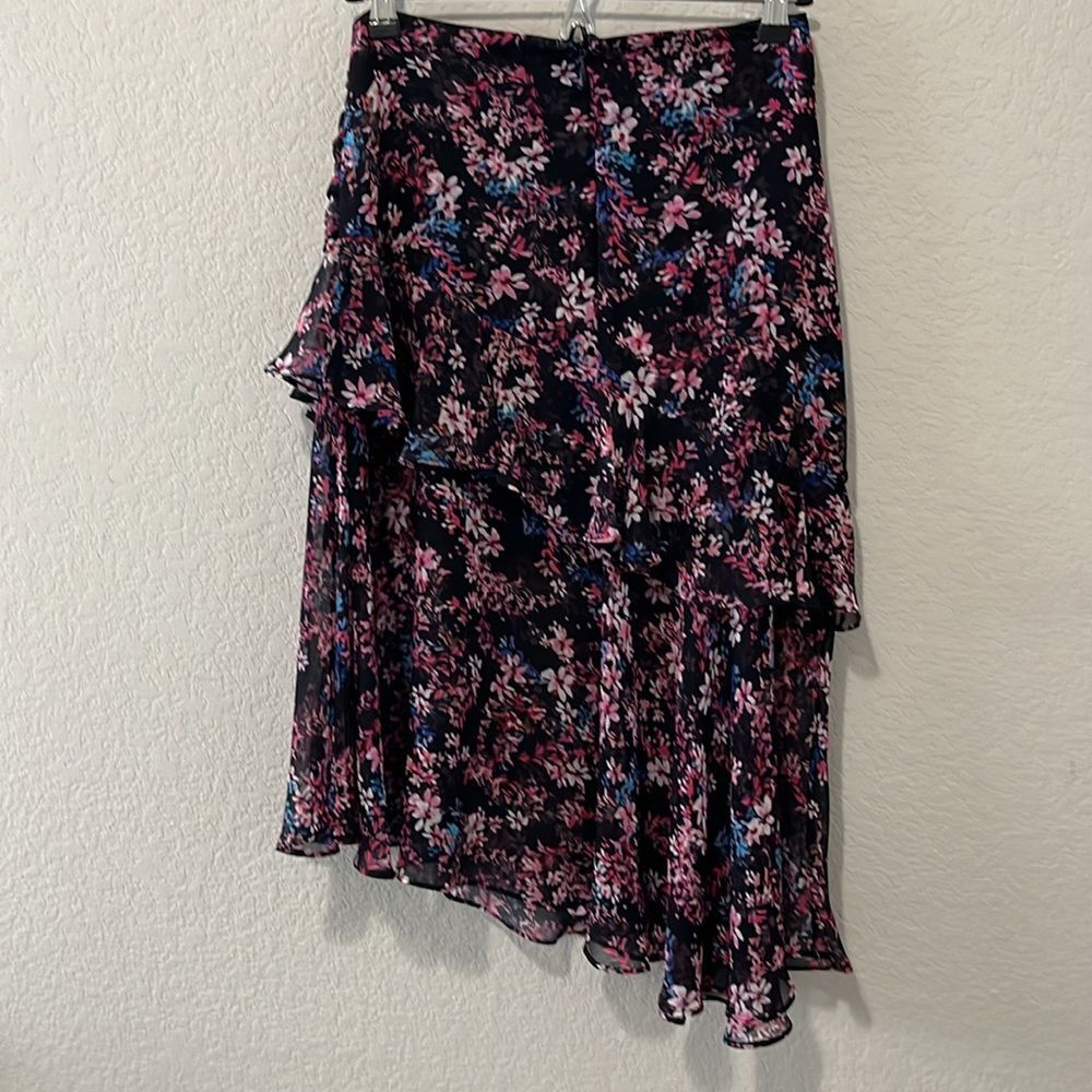 MISA Los Angeles Carmen Floral Navy Pink Ruffle Skirt, Size XS - Picture 6 of 11
